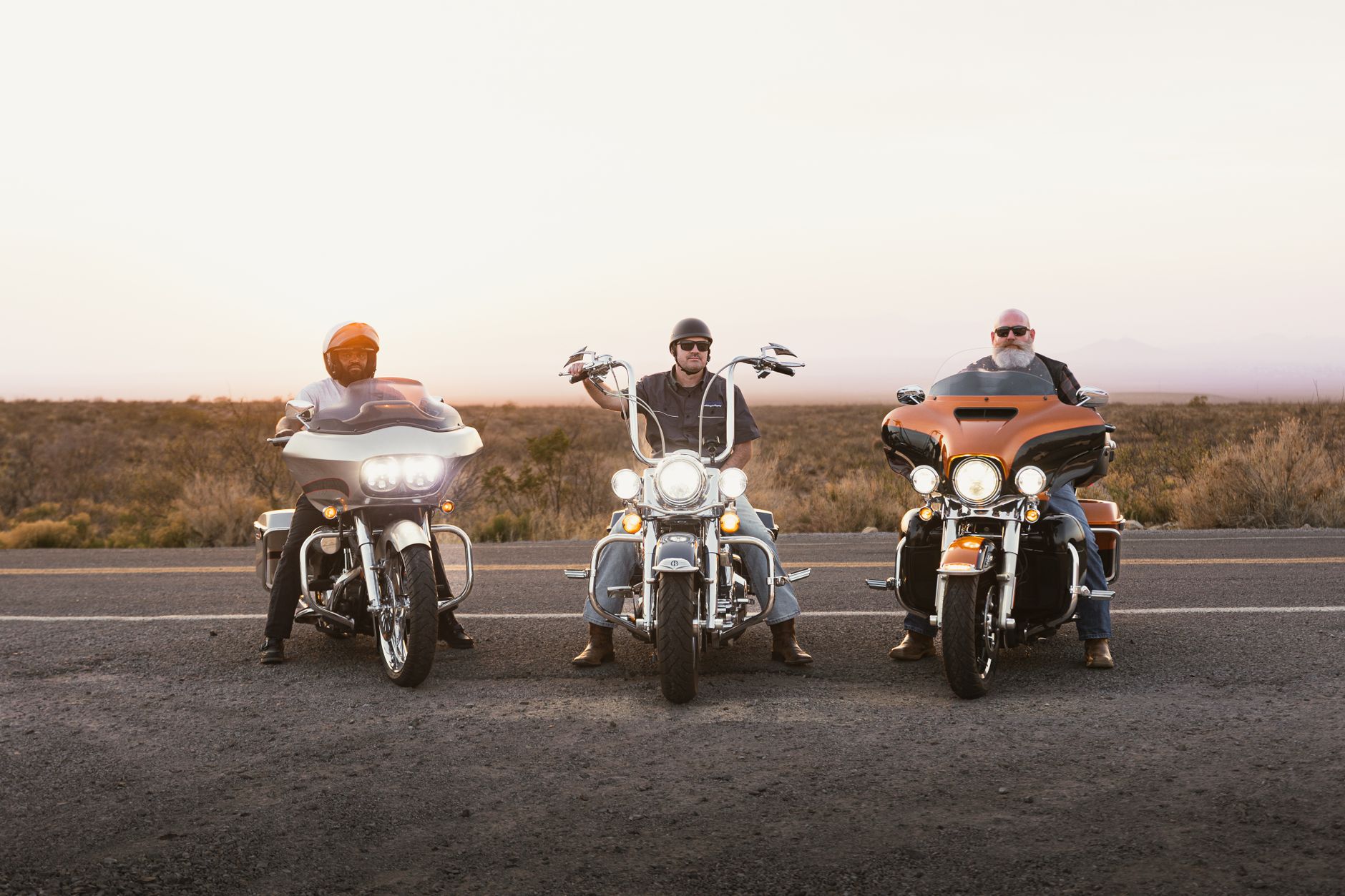 American motorcycle riders on the open road
